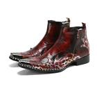 Men Chic British Metal Pointy Toe Classics Youth Leather Ankle Boots US 38-47 