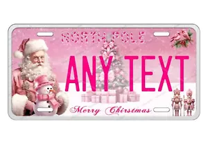 Rosa Weihnachten Weihnachtsmann personalisiertes Nummernschild Etikett Auto ATV Fahrrad LKW - Bild 1 von 12