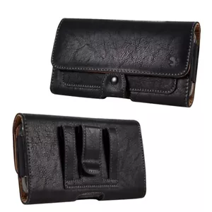 For LG Q STYLUS+ Horizontal Leather Black Wallet Belt Clip Holster Case Cover - Picture 1 of 7