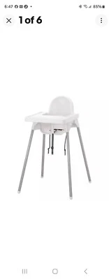 IKEA ANTILOP 3 Piezas Trona con Bandeja, Color Blanco/Plateado Foto 1 de 2