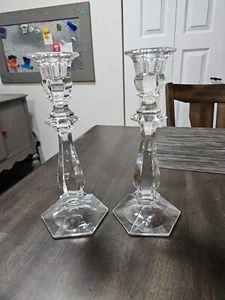 Pair of Imperial Crystal Glass 10" Full Lead Crystal Candlesticks Czech Republic - Picture 1 of 5