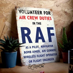 WW2 Volunteer for RAF Metal Wall Sign Man Cave Vintage Plaque Garage war ally - Picture 1 of 7