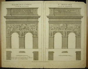 Ch L Simonneau Front Door Saint Bernard Paris Monuments Engraving c1720 - Picture 1 of 6