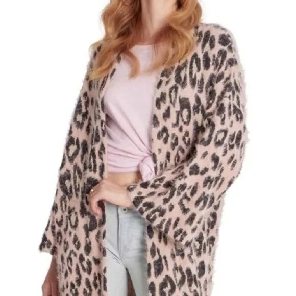 Cárdigan largo Wildfox pestañas frente abierto leopardo talla M informal chic Foto 1 de 4
