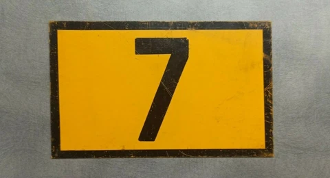 Vintage Enamel Sign Number 7 Orange House Door Street Plate Metal Decoration Cover