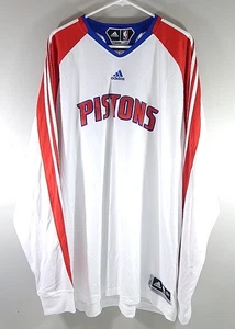 Detroit Pistons Adidas Clima365 Team Issued Warm Up LS Shirt White 4XL Tall - Picture 1 of 3