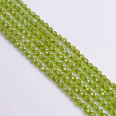 Cuentas facetadas redondas de piedras preciosas de peridoto 100 % naturales hilo de 3 mm 12,5" AB-232 Foto 1 de 2