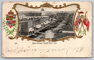 Postal de recuerdo canadiense vintage de Main Street North Bay Ontario c1905 RARA - Imagen 1 de 2