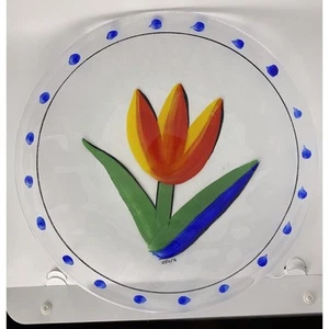Vintage Kosta Boda Glas Ulrica Hydman-Vallien GROSSE 13" Tulpe Ladegerät Platte - Bild 1 von 8