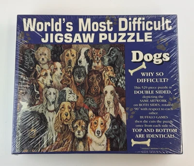 Rompecabezas más difícil del mundo "Perros" 529 piezas doble cara 1995 NUEVO Foto 1 de 3