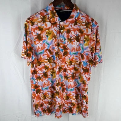 Bugatchi Polo Shirt Mens Medium Hendrix Digital Floral Colorful Kapalua - Image 1 of 4