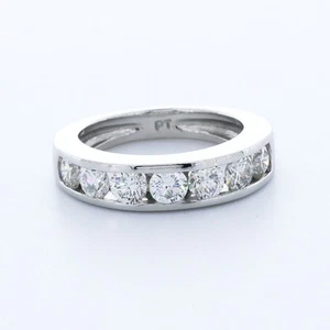 ANILLO DE BODAS CLÁSICO PLATINO CORTE REDONDO D/VS1 DIAMANTES CREADOS EN LABORATORIO AGI 1,5 QUILATES - Imagen 1 de 4