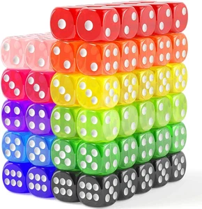 Juego de dados a granel 110 piezas 14 mm 11 colores acrílico 6 caras juego de dados para aula - Imagen 1 de 7