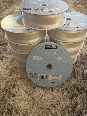 10x Kirkland Wire-Edged Ribbon White Ribbon 1.5" Wide 50 YD NEW - Image 1 of 4