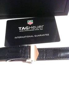 Nueva correa de reloj de cuero negro con cierre desplegable para Tag Heuer Carrera - 19 mm - Imagen 1 de 11