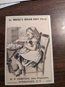 TARJETA DE TIENDA DE PUBLICIDAD VICTORIANA PÍLDORAS DE RAÍZ INDIAS DR. MORSE, GRAN FORMA - Imagen 1 de 8