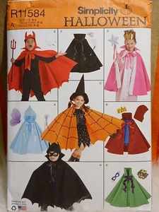 Halloween Costume Sewing Pattern Kids Simplicity R11584 Sz S-L Bat Queen - Picture 1 of 7
