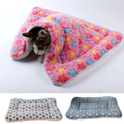 Alfombra para mascotas estampado de estrellas gato perro cachorro colchones de lana cojín manta de cama cálida suave↔ Foto 1 de 4