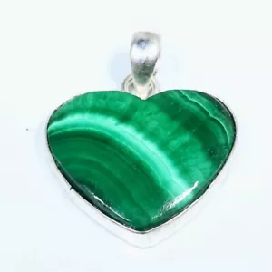 925 Silver Plated Chrysocolla Malachite Heart Pendant Jewelry Size 1.25" NR-245 - Picture 1 of 4