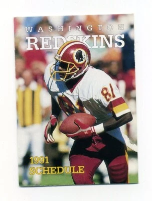 Vtg 1991 Washington Redskins Pocket Schedule By Mobil w/ Jimmie Johnson - Image 1 of 3