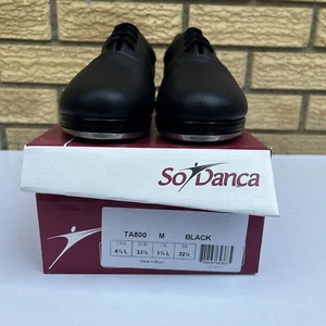 TA800 So Danca Tayla Black Leather Tap Shoes Ladies 4.5 Fits Child 2.5 MRSP $330 - Picture 1 of 11