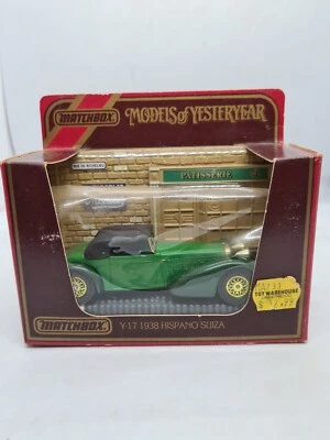 Matchbox models of Yesteryear y-17 Hispano Suiza 1938 1:48 Green New Vintage NIB - Image 1 of 4