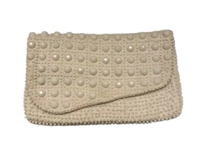Bolso clutch vintage marfil con cuentas cierre a presión boda novia graduación Sr. Jonas Foto 1 de 4