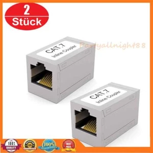 2x CAT 7 Netzwerk RJ45 Verbinder für Patchkabel LAN Netzwerkkabel Kupplung DSL - Afbeelding 1 van 12