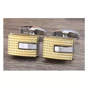 Charles William Cufflinks Silver and Gold Colour UK Dispatch and Stock - Picture 1 of 7