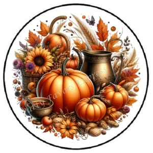 FLORAL AUTUMN PUMPKIN ENVELOPE SEALS LABELS STICKERS PARTY FAVORS - Picture 1 of 2