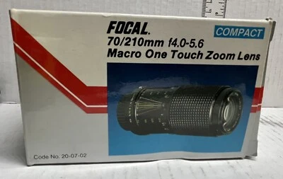 FOCAL. 70/210mm 14.0-5.6 Macro One Touch Zoom Lens Code #20-07-02 Open Box New - Image 1 of 4
