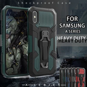 Clip Case Stand Rugged Heavy Shockproof Phone Cover & Tempered Films for Samsung - Picture 1 of 22