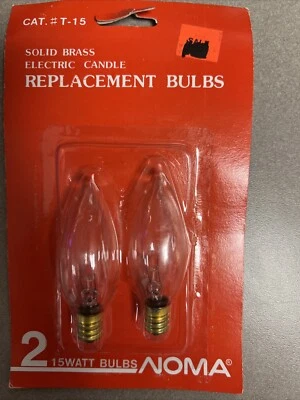 Noma T-15 Solid Brass Light Bulbs Electric Candle C7 Clear 2 ct Replacement 15 W - Image 1 of 2