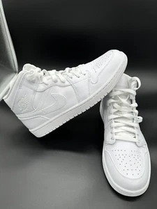 Nike Air Jordan 1 Mid Bulls Triple White - 46(Eu) New US 12 High New - Picture 1 of 8