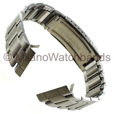 Correa de reloj ROWI de 22/18 mm con extremo curvo y recto tono plateado cierre plegable de acero inoxidable Foto 1 de 4