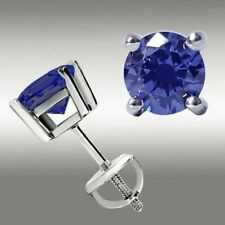 1Ct Round Simulated Tanzanite Pretty Basket Earring 925 Silver Gold Plated