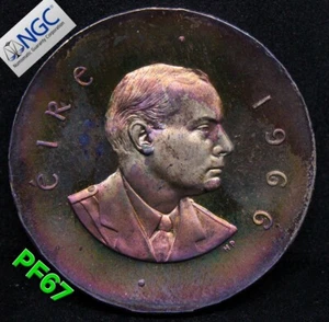 1966 IRELAND SILVER 10 SHILLINGS EASTER UPRISING PROOF .NGC PF 67 - Picture 1 of 4
