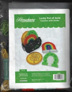Herrschners~Lucky pot of Gold~Coasters with Holder Kit 150059 - Picture 1 of 2