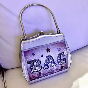 Limited Edition Collectible Helen Rochfort “Bag Lady” Silver Clutch Bag - Picture 1 of 12