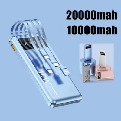 1/20000mAh Power Bank Backup External Battery Fast Charger Backup with 4Cables - Image 1 of 4
