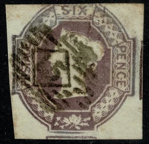 1847 6d Stumpfer Flieder SG59wk 3m Schnitt Quadratisch Wmk Invertiert + Umgekehrt FU Kat. £ 1.000,00 - Bild 1 von 1