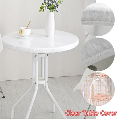 Transparent Round Elastic Tablecloth Table Cover TPU Waterproof Tablecloth ↷ - Image 1 of 4