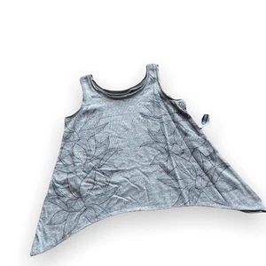 Old Navy Girls Tank Top Size 5 Gray Black Leaves Floral Dark Charcoal Gray NEW - Picture 1 of 4