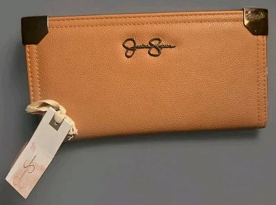 NEW JESSICA SIMPSON WALLET Multi POCKETS Super SOFT Bronze Trim NEUTRAL COLOR  - Image 1 of 4
