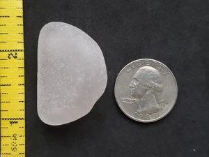 ECHTES STRAND MEER GLAS BRANDUNG GETROMMELT WEISS KLAR HALBER BODEN MATTIERT ANHÄNGER V05 - Bild 1 von 8
