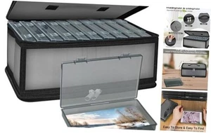 Photo Storage Box with 10 Inner 4" x 6" Photo Cases, Waterproof Craft Black - Picture 1 of 8