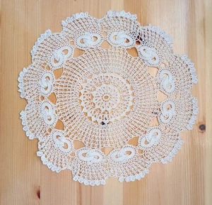 Hungarian Vintage 1970s Handmade 8.5" Round White Intricate Hand Crocheted Doily - Picture 1 of 1