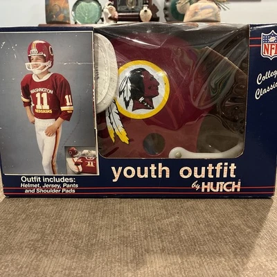 老式 NFL 华盛顿红皮队青年服装胡奇头盔肩垫 阅读 — 第 1/4 张图片