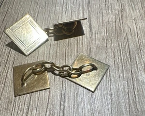 Vintage Solid Gold 585 Square Beveled double-face Chain-Link Cuffs 5 Grams - Picture 1 of 3