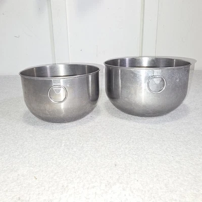 2 Farberware Mixing Batter Bowls 2 Thumb Rings Handles Nesting Stainless Steel - Image 1 of 4